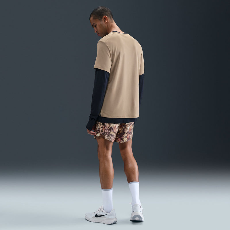 Men's Dri-FIT 7" Brief-Lined Printed Running Shorts (011 - Black/White/Hemp/Reflective Silver)