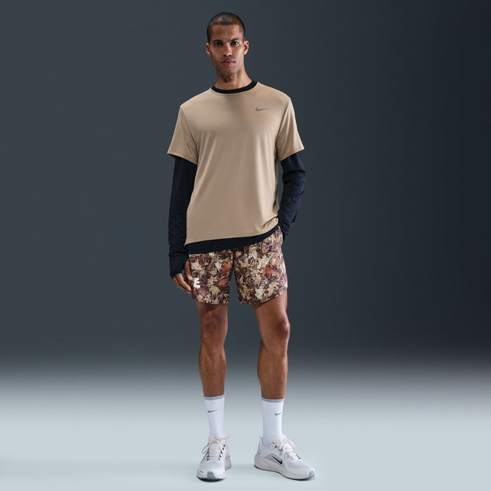 Men's Dri-FIT 7" Brief-Lined Printed Running Shorts (011 - Black/White/Hemp/Reflective Silver)