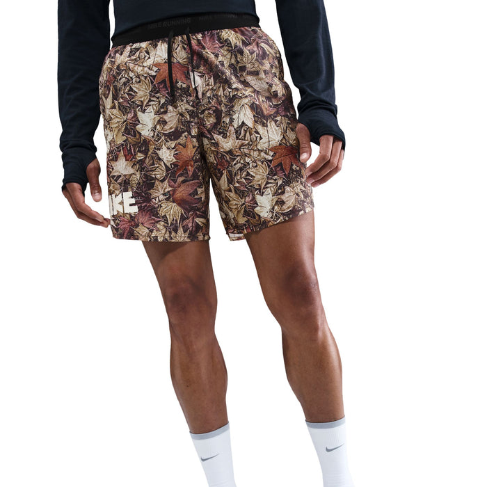 Men's Dri-FIT 7" Brief-Lined Printed Running Shorts (011 - Black/White/Hemp/Reflective Silver)