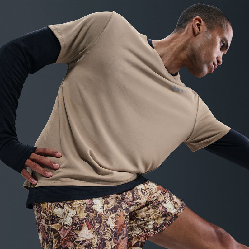 Men's Dri-FIT 7" Brief-Lined Printed Running Shorts (011 - Black/White/Hemp/Reflective Silver)