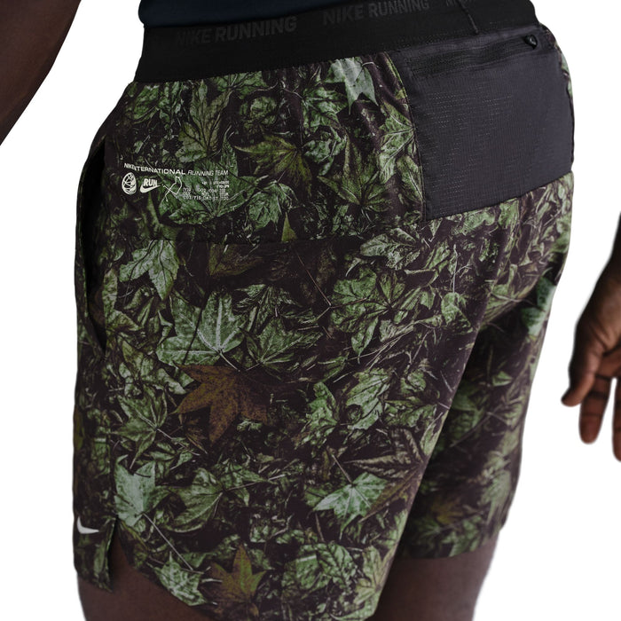 Men's Dri-FIT 7" Brief-Lined Printed Running Shorts (012 - Black/White/Forest Green/Reflective Silver)