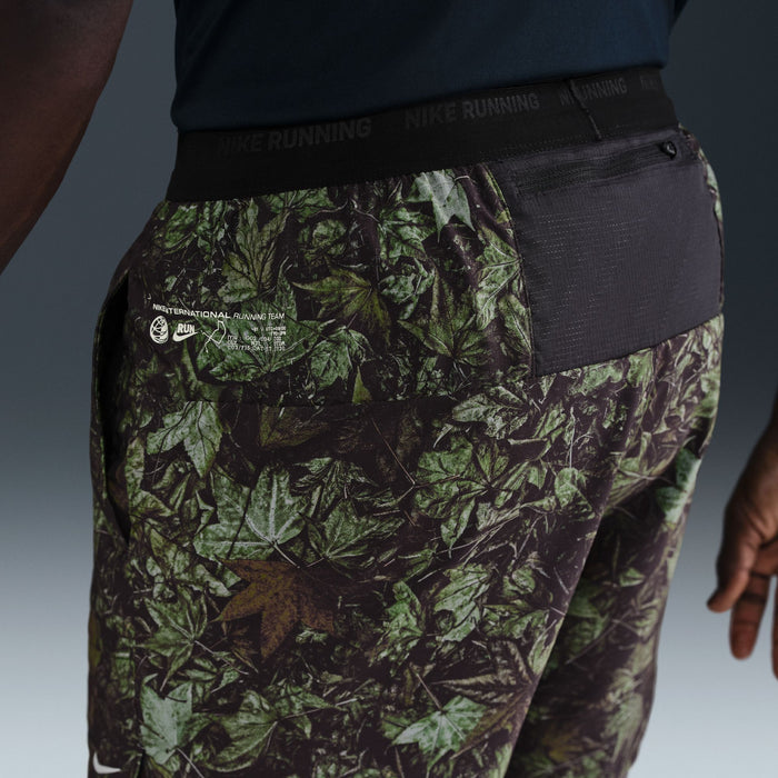 Men's Dri-FIT 7" Brief-Lined Printed Running Shorts (012 - Black/White/Forest Green/Reflective Silver)