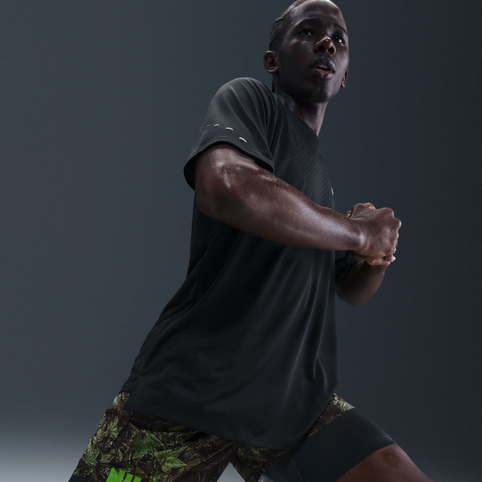 Men's Dri-FIT 7" Brief-Lined Printed Running Shorts (012 - Black/White/Forest Green/Reflective Silver)