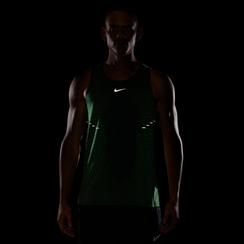 Men's Stride Aero-FIT Running Tank Top (011 - Black/Lt Green Spark/Reflective Silver)