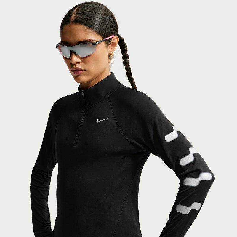 Women's Tempo Flash Dri-FIT 1/2-Zip Running Top (Black/Reflective Silver)
