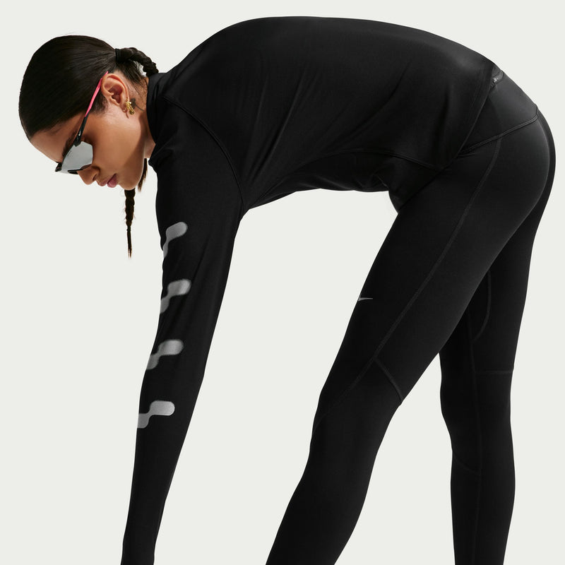 Women's Tempo Flash Dri-FIT 1/2-Zip Running Top (Black/Reflective Silver)