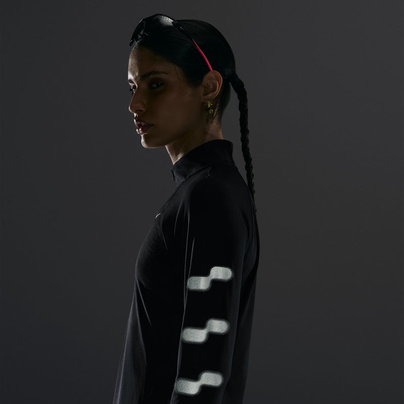 Women's Tempo Flash Dri-FIT 1/2-Zip Running Top (Black/Reflective Silver)