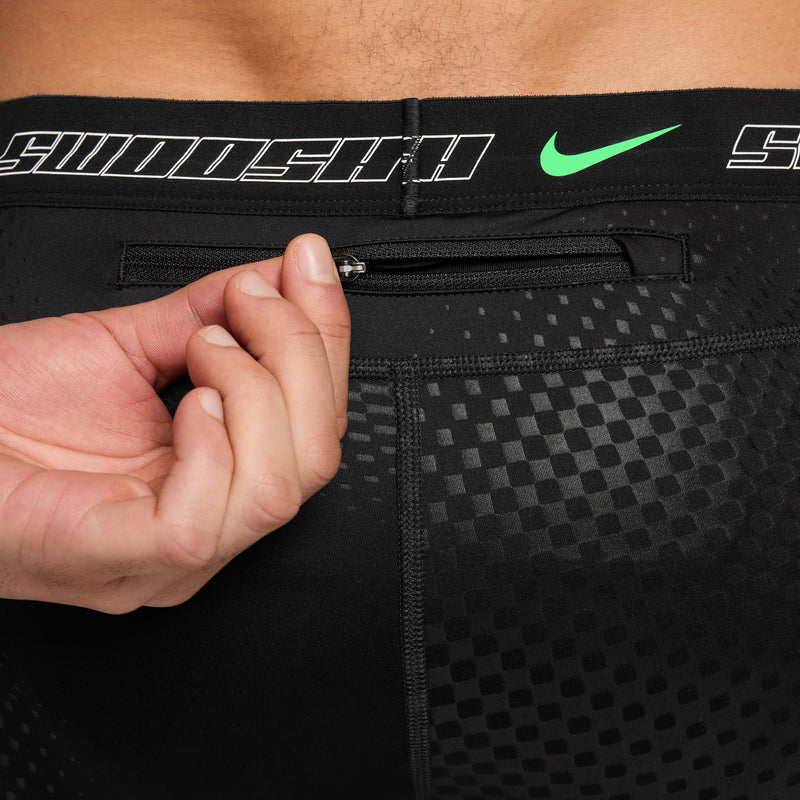 Men's Stride Dri-FIT 1/2-Length Running Tights (010 - Black/Illusion Green/Reflective Silver)