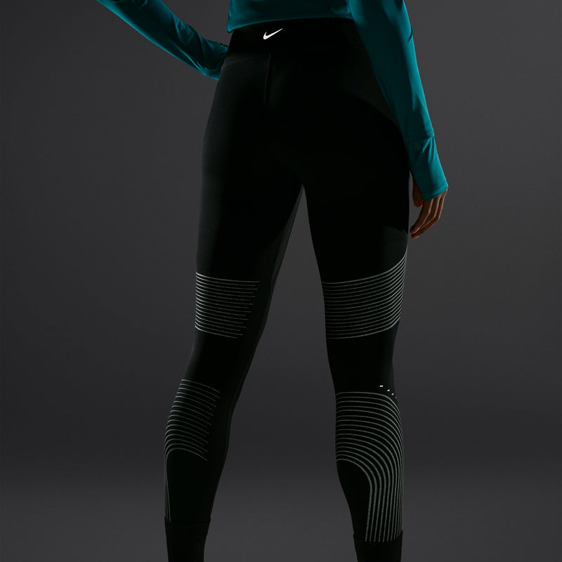 Women's Swift Flash High-Waisted Full-Length Running Leggings (Black/Reflective Silver/Reflective Silver)