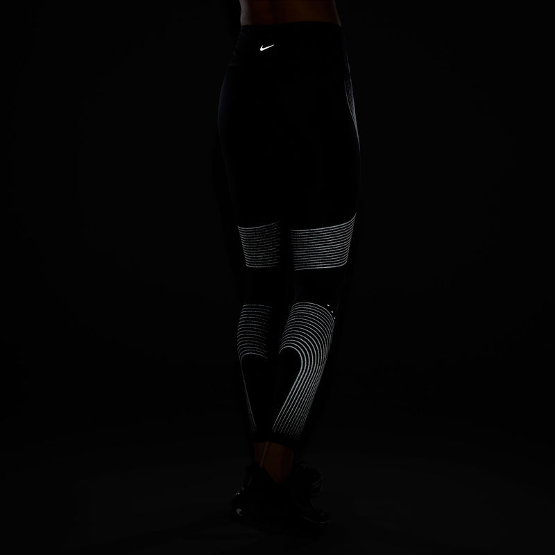 Women's Swift Flash High-Waisted Full-Length Running Leggings (Black/Reflective Silver/Reflective Silver)