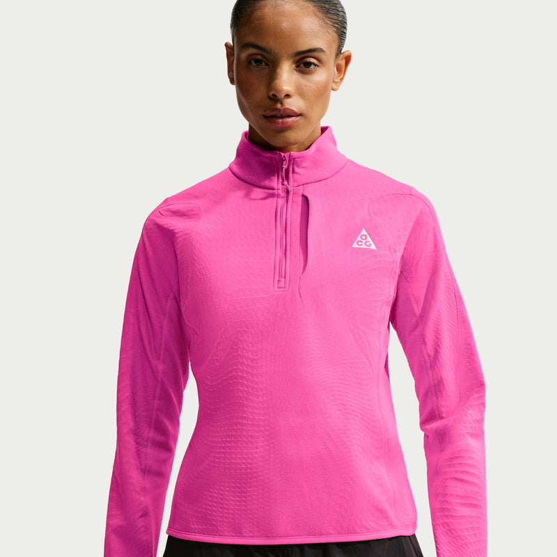 Women's ACG "Wolf Grid" Therma-FIT 1/2-Zip Hiking Top (698 - Desert Pin/Summit White)