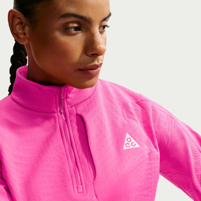 Women's ACG "Wolf Grid" Therma-FIT 1/2-Zip Hiking Top (698 - Desert Pin/Summit White)