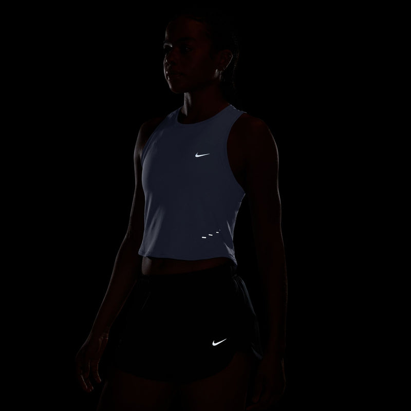 Women's Swift Women's Dri-FIT Seamless Cropped Running Tank Top (468 - Aluminum/Cool Grey/Reflective Silver)