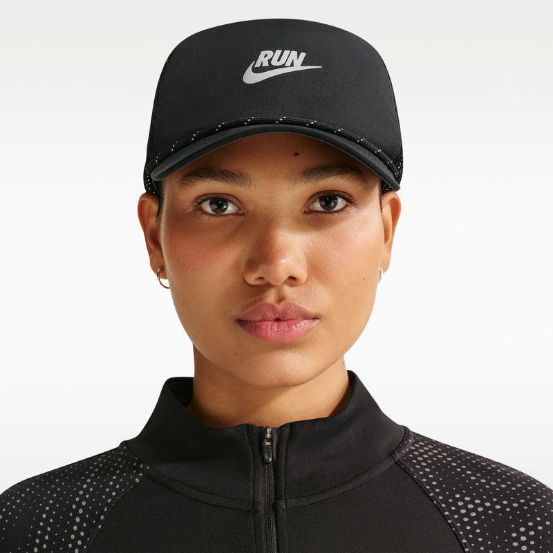 Unisex Nike Pro Dri-FIT Unstructured Swoosh Run Cap (010 - Black/Anthracite/Reflective Silver)