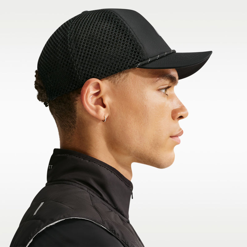 Unisex Nike Pro Dri-FIT Unstructured Swoosh Run Cap (010 - Black/Anthracite/Reflective Silver)