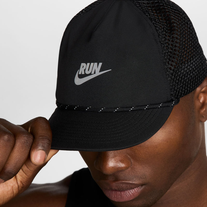 Unisex Nike Pro Dri-FIT Unstructured Swoosh Run Cap (010 - Black/Anthracite/Reflective Silver)