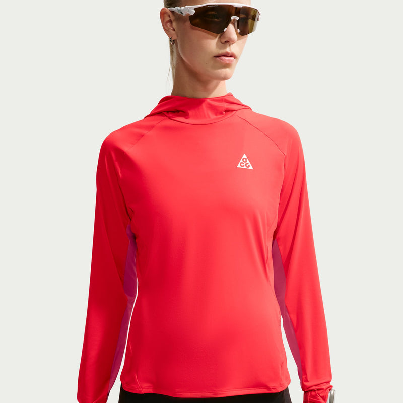 Women's Nike ACG UV-Resistant Hooded Trail Running Mid-Layer Top (696 - Lt Crimson/Desert Pink/Summit White)