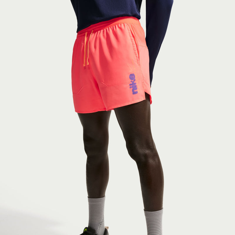 Men's Stride Dri-FIT 5" Brief-Lined Running Shorts (812 - Hot Lava/Orange Pulse)