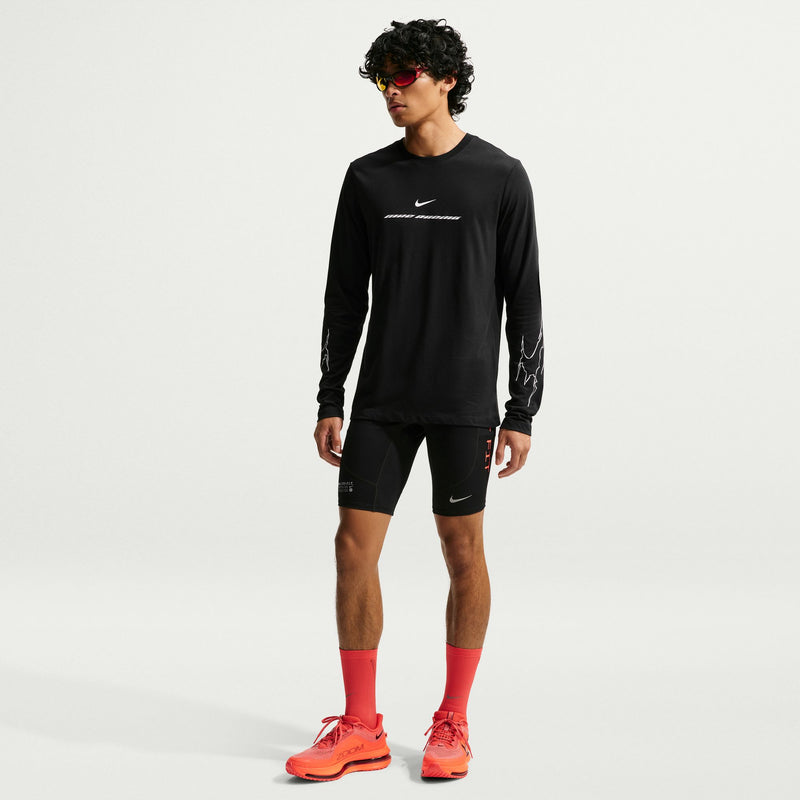 Men's Stride Dri-FIT 1/2-Length Running Tights (Black/Smoke Grey/Reflective Silver)