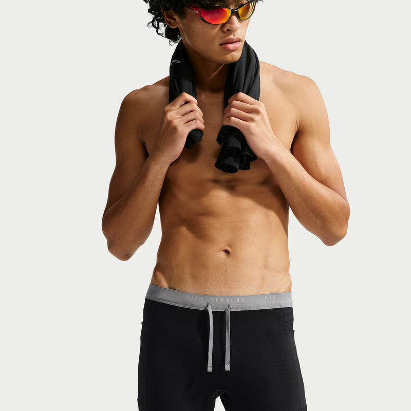 Men's Stride Dri-FIT 1/2-Length Running Tights (Black/Smoke Grey/Reflective Silver)
