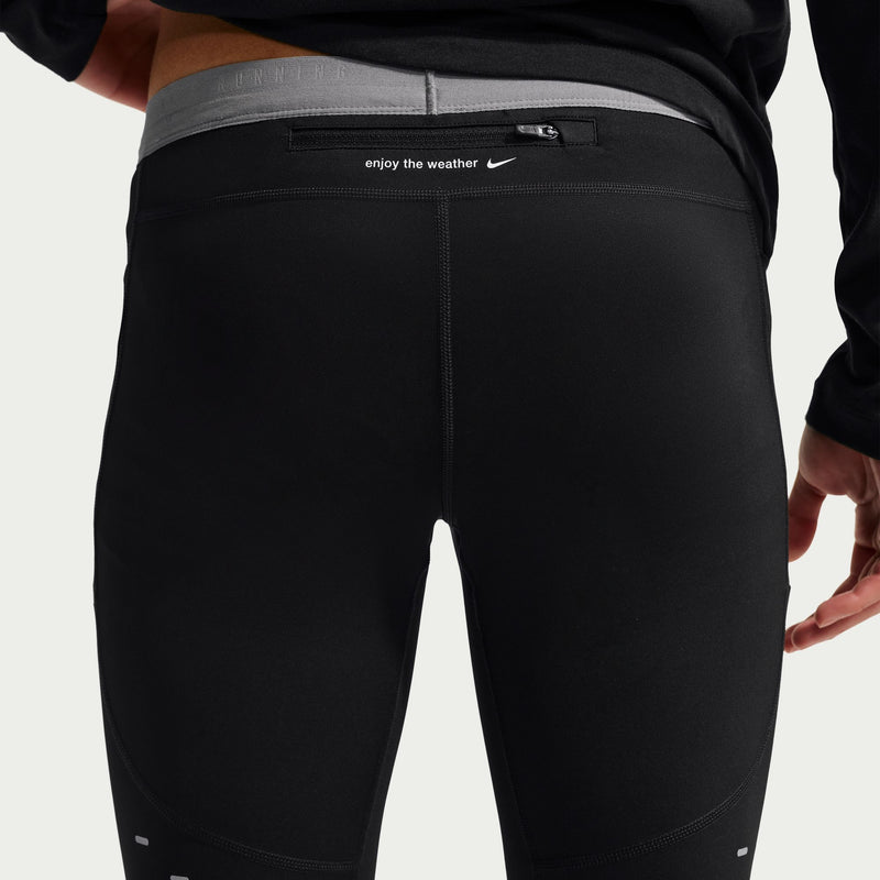 Men's Stride Dri-FIT 1/2-Length Running Tights (Black/Smoke Grey/Reflective Silver)