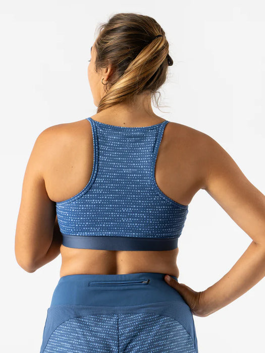 Women's Strappy Pocket Bra (True Navy Geo Dot)