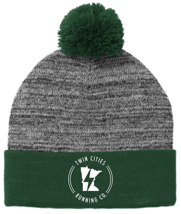 TCRC Heather Pom Beanie (Forest Green/Grey Heather)