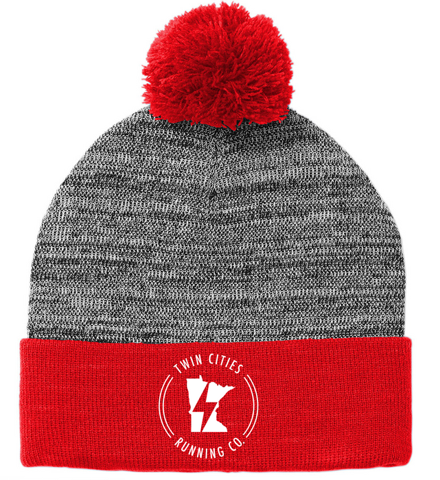 TCRC Heather Pom Beanie (True Red/Grey Heather)