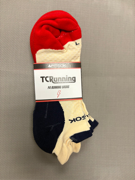 Unisex TCRC F4 Tech No Show 3-pair pack (Cream/Red/Navy)