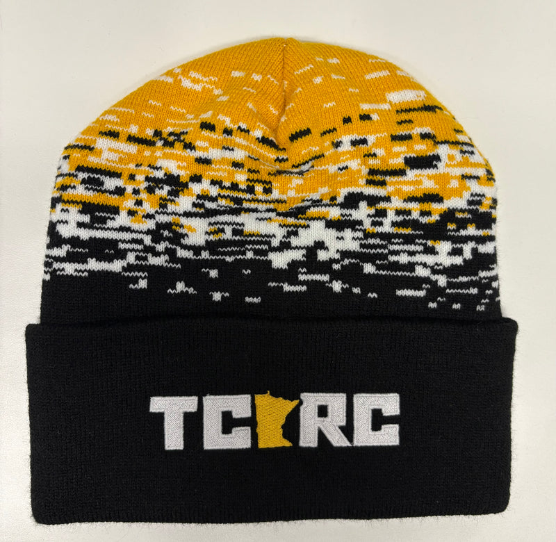 TCRC Static Cuffed Beanie (Black/White/Gold)
