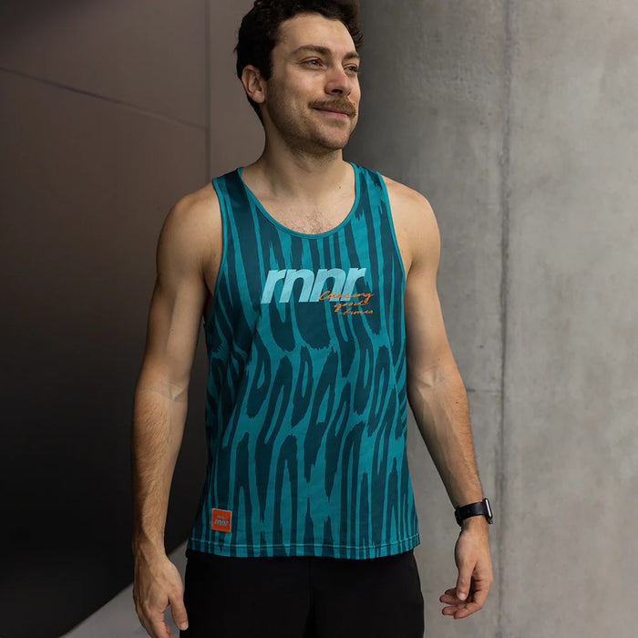 Men's All Out Singlet (Drippy Cheetah Teal)