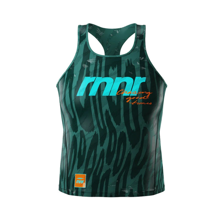 Women's All Out Singlet Cropped (Drippy Cheetah Teal)