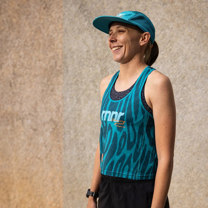 Women's All Out Singlet Cropped (Drippy Cheetah Teal)