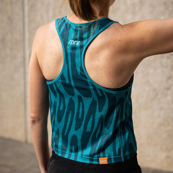 Women's All Out Singlet Cropped (Drippy Cheetah Teal)