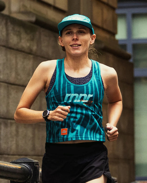 Women's All Out Singlet Cropped (Drippy Cheetah Teal)