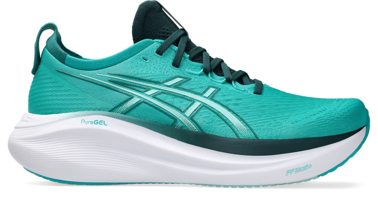9 Men's Gel-Nimbus 27 (400 - Wave Teal/Saxon Green) — TC Running Co