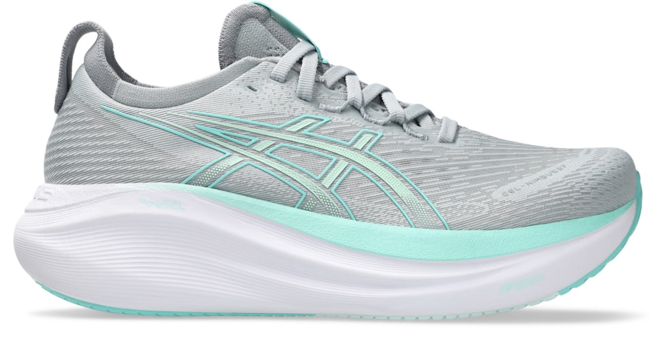 Women's Gel-Nimbus 27 WIDE (020 - Piedmont Grey/Illuminate Mint)