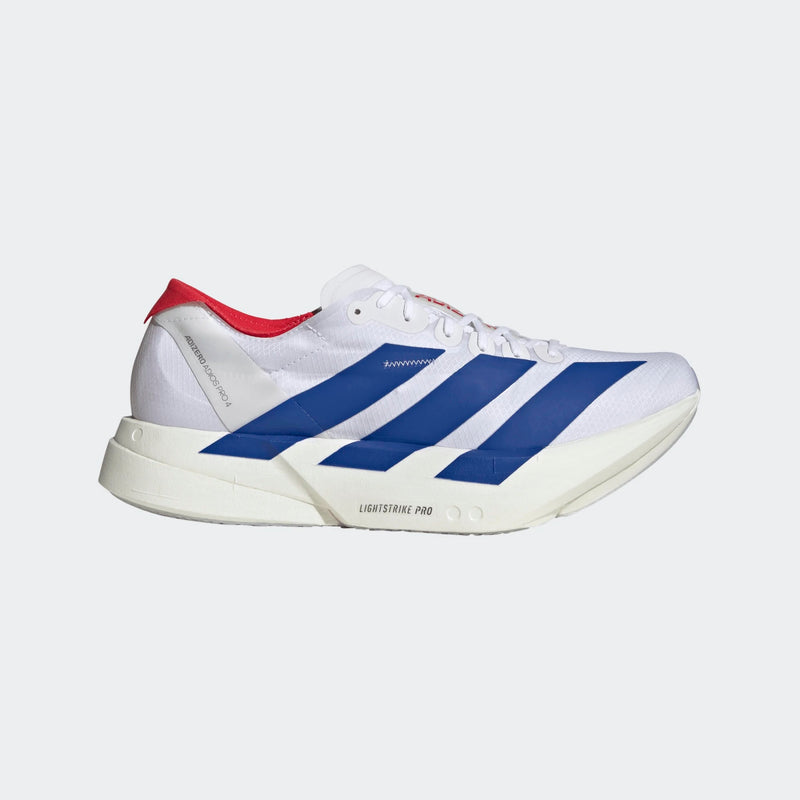 Men’s Adizero Adios Pro 4 (Cloud White / Royal Blue / Pure Ruby)