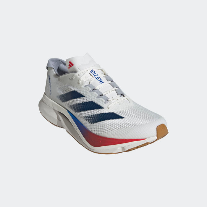 Men’s Adizero Boston 12 (Core White/Dark Blue/Pure Ruby)