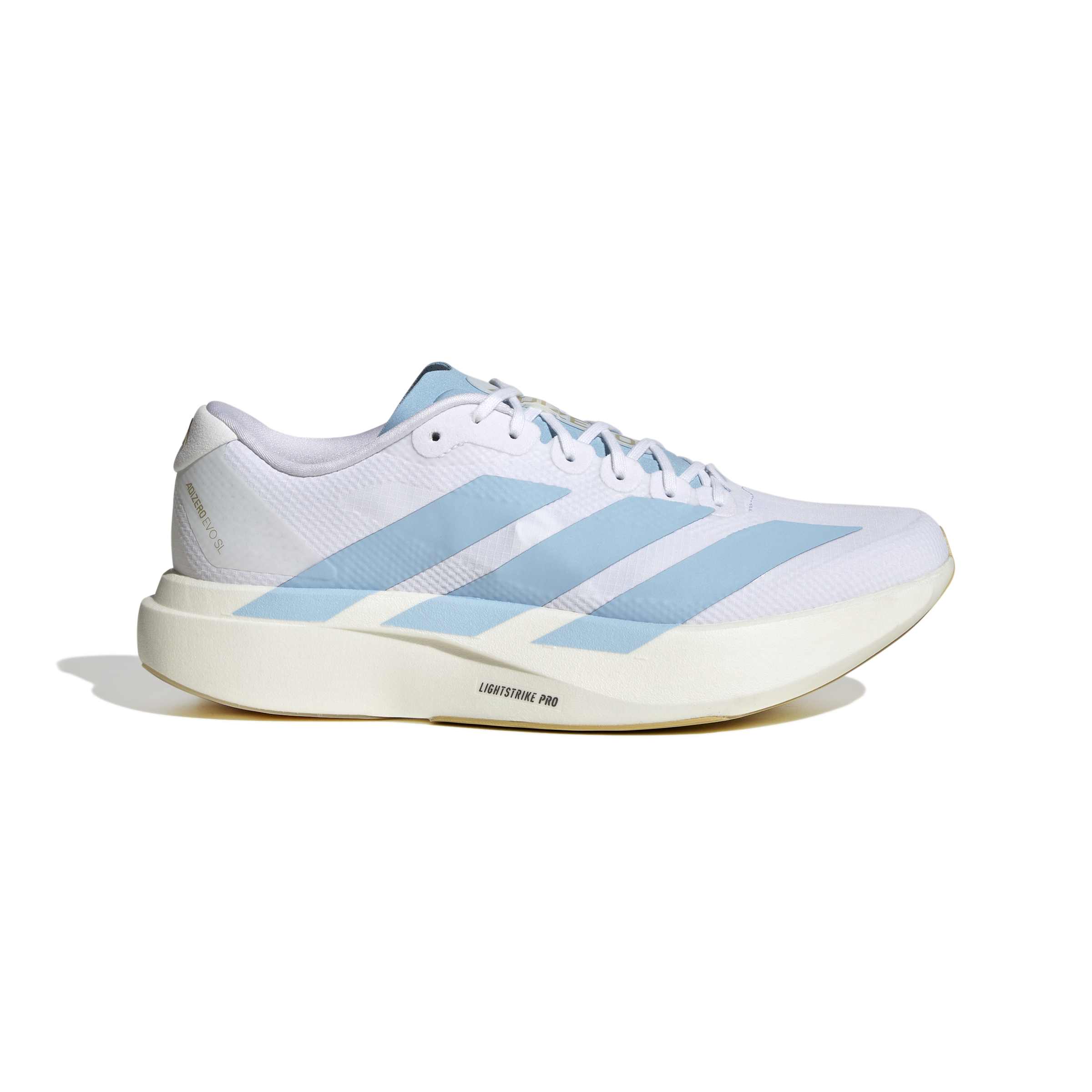 Men's Adizero EVO SL Woven (Cloud White/Clear Blue/Matte Gold