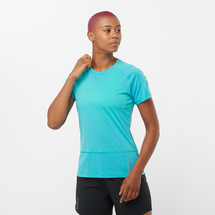 Women's Cross Run Short Sleeve T-Shirt (Peacock Blue)