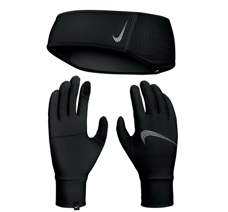 Women's Essential Headband and Glove Set (082 - Black/Black/Silver)