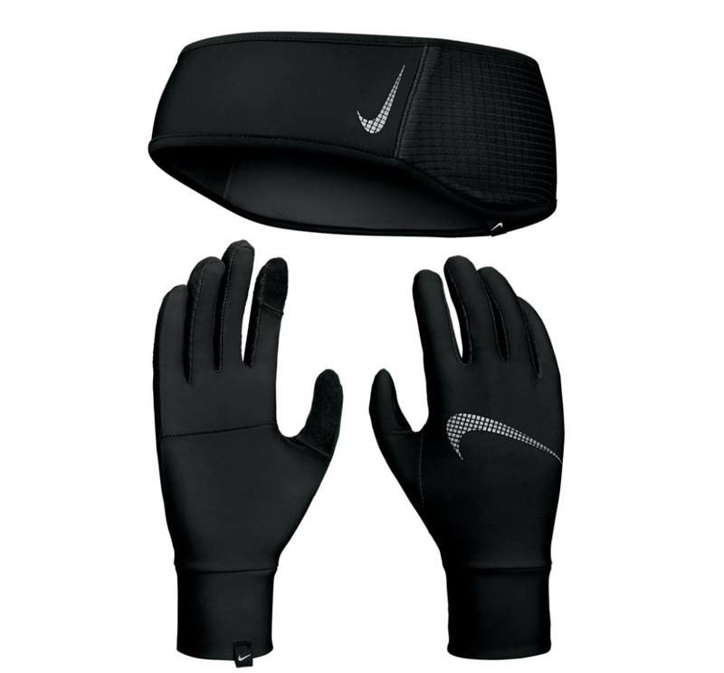 Women's Essential Headband and Glove Set (082 - Black/Black/Silver)