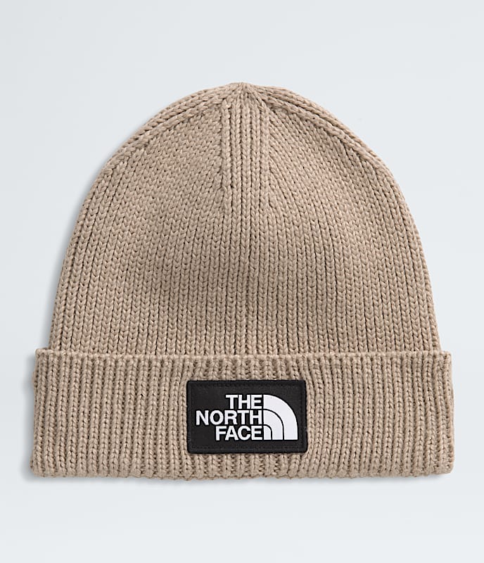 TNF Logo Box Cuffed Beanie (BOX - Mushroom Grey) — TC Running Co