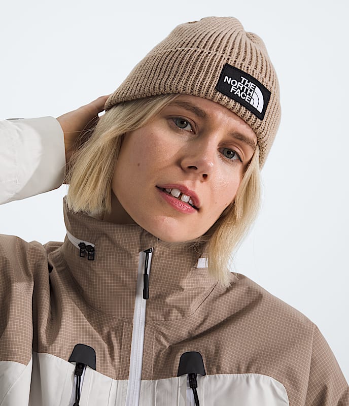 TNF Logo Box Cuffed Beanie (BOX - Mushroom Grey) — TC Running Co