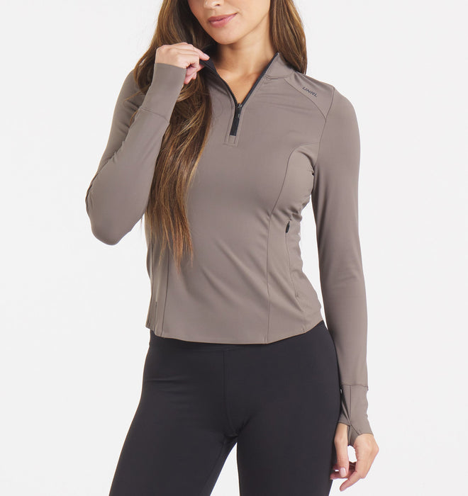 Women's Performa Fitted Half-Zip (Dark Taupe)