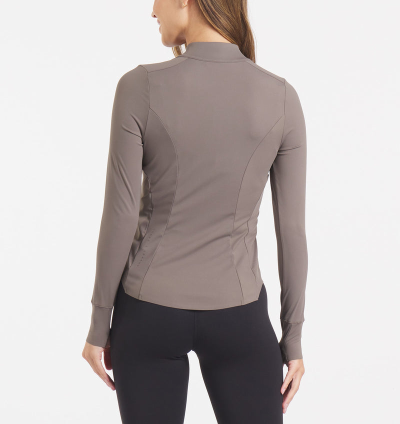 Women's Performa Fitted Half-Zip (Dark Taupe)