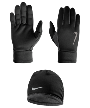 Women's Run Thermal Hat and Glove Set (045 - Black/Anthracite/Silver)