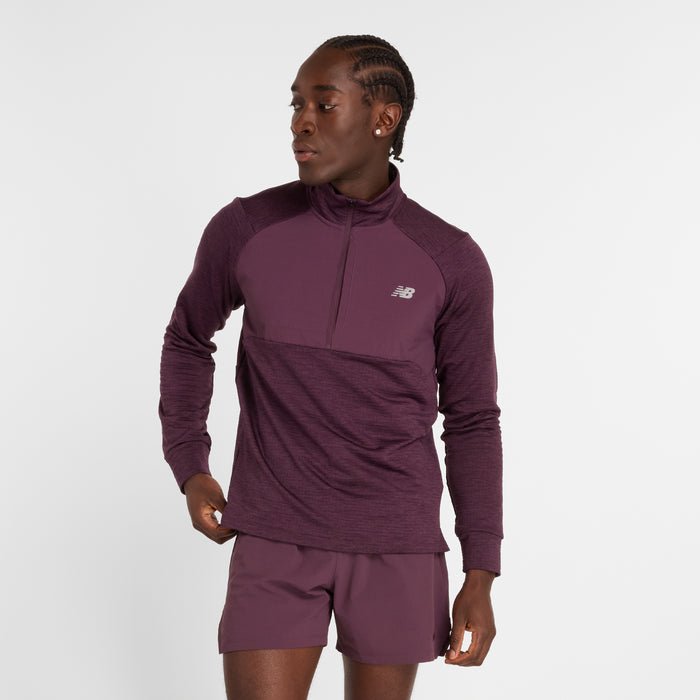 Men's Athletic Heat Grid 1/2 Zip (PLN - Plum Brown)