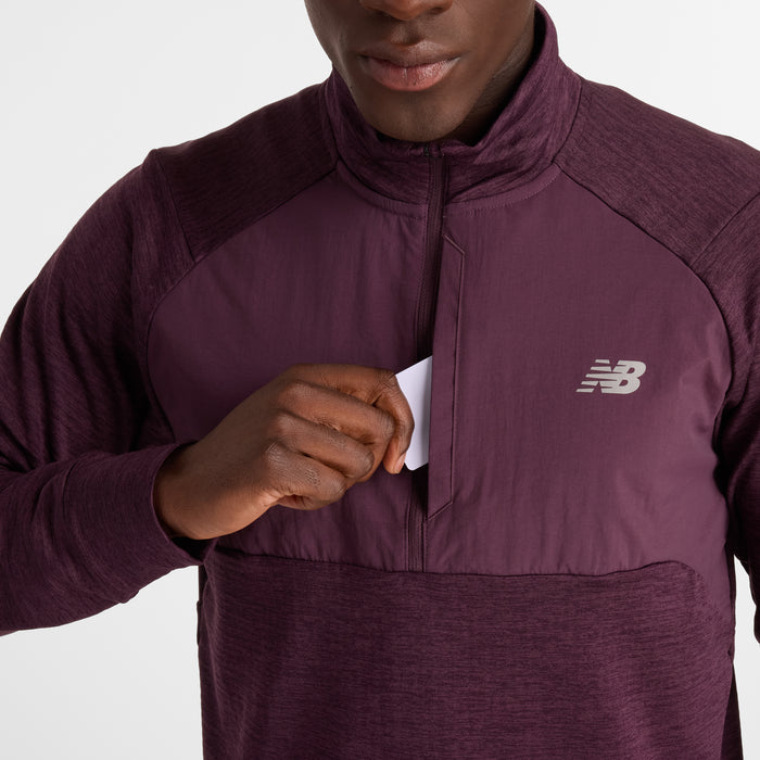 Men's Athletic Heat Grid 1/2 Zip (PLN - Plum Brown)